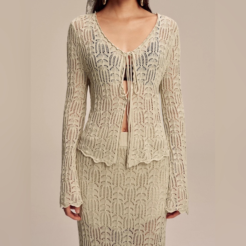 NWT COMMENSE Crochet Knit Set Linen Blend Festival Size Medium